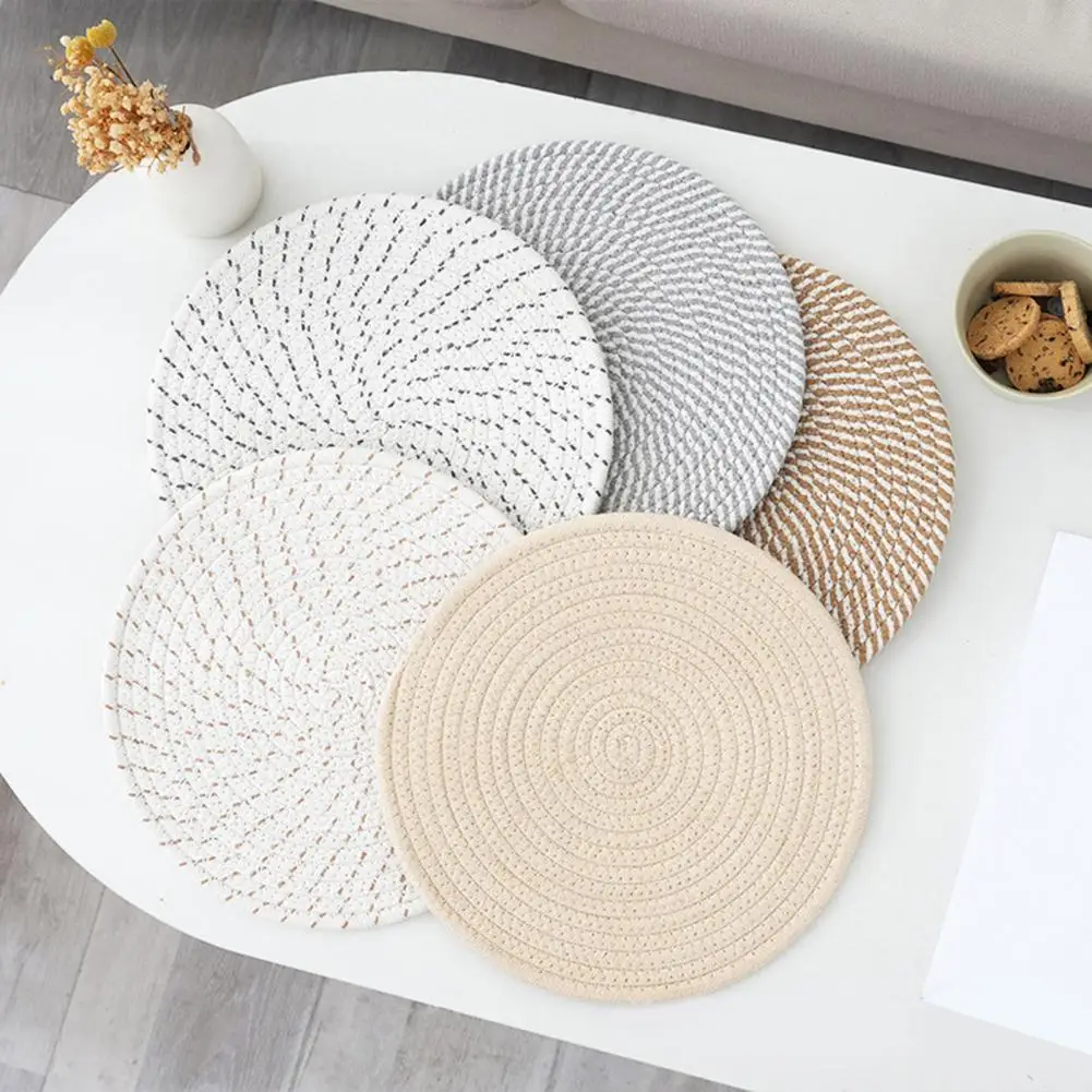 Cotton Rope Table Mats Coasters Placemats Set for Kitchen Water-absorbent Cotton Rope Pads Trivets