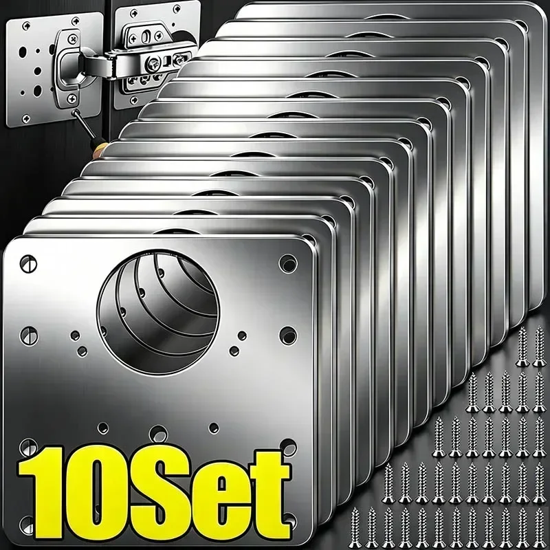20/2 Stück Schrankscharnier-Reparaturplatten-Sets, Edelstahl-Türscharnier-Montageplatte mit Löchern für Zuhause, Küche, Schrank, Möbel