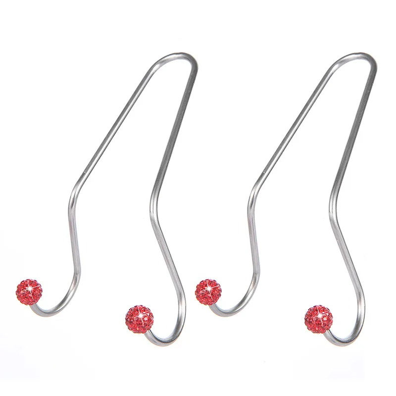 2pcs Ca Back Seat Stainless Steel Hooks with Rhinestone Decor Car Interior Hidden Headrest Hanger Handbag Storage Hanger Hook