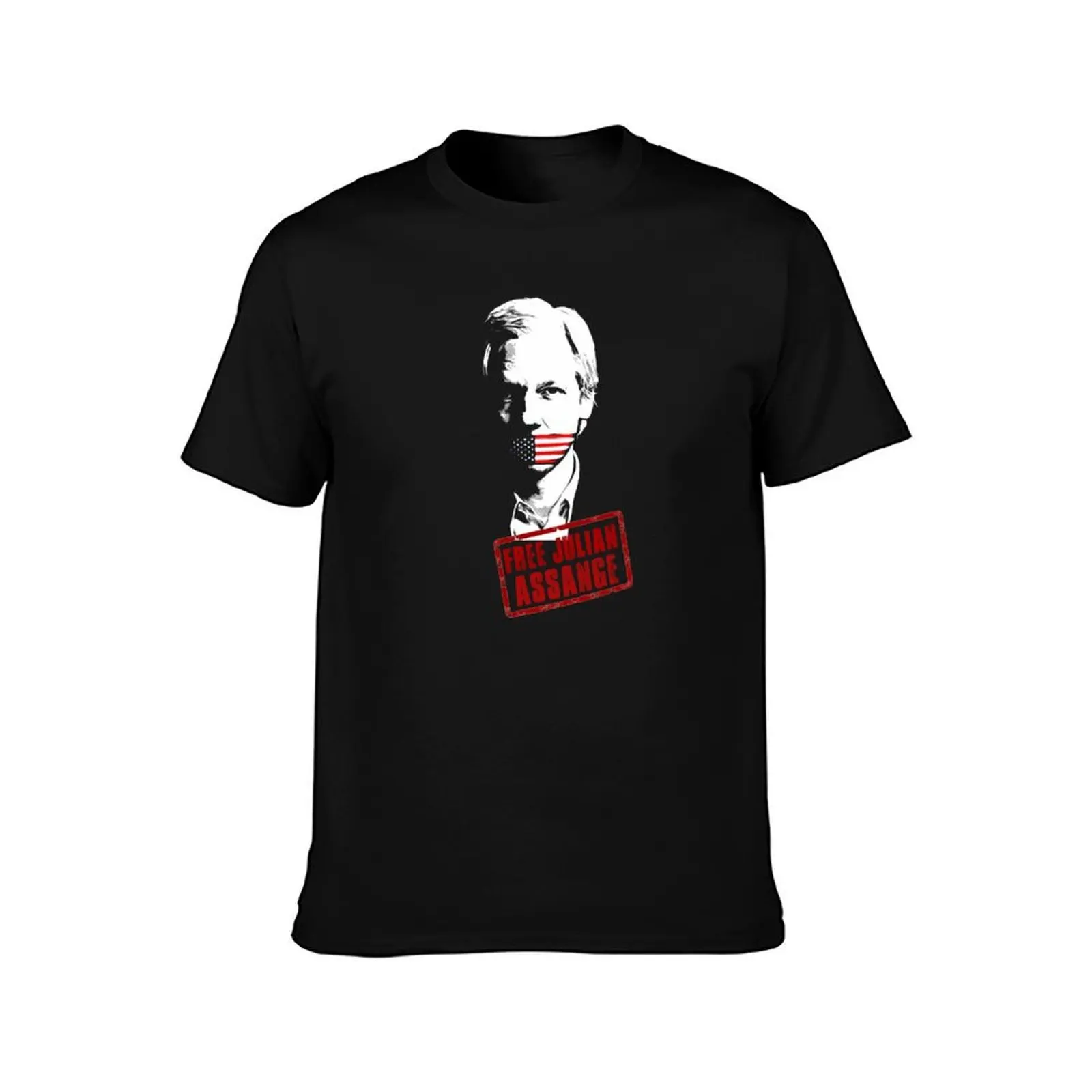 free julian assange T-Shirt, Summer Casual Cotton Tee, Oversized Streetwear Tops, Vintage Graphic Print, Loose Fit Short Sleeve