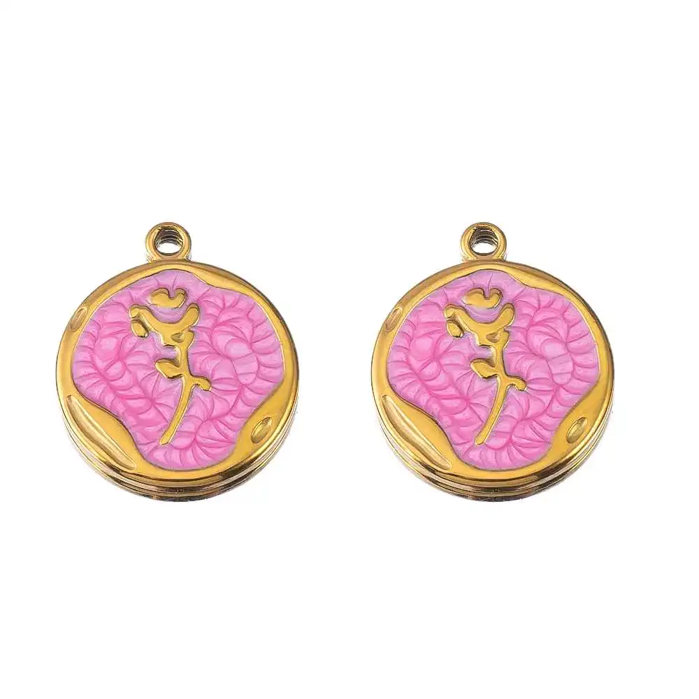 2/5pcs Stainless Steel Enamel Flower Pendants Charms For DIY High Quality Jewelry Making Bracelet Necklace Accessories Wholesale