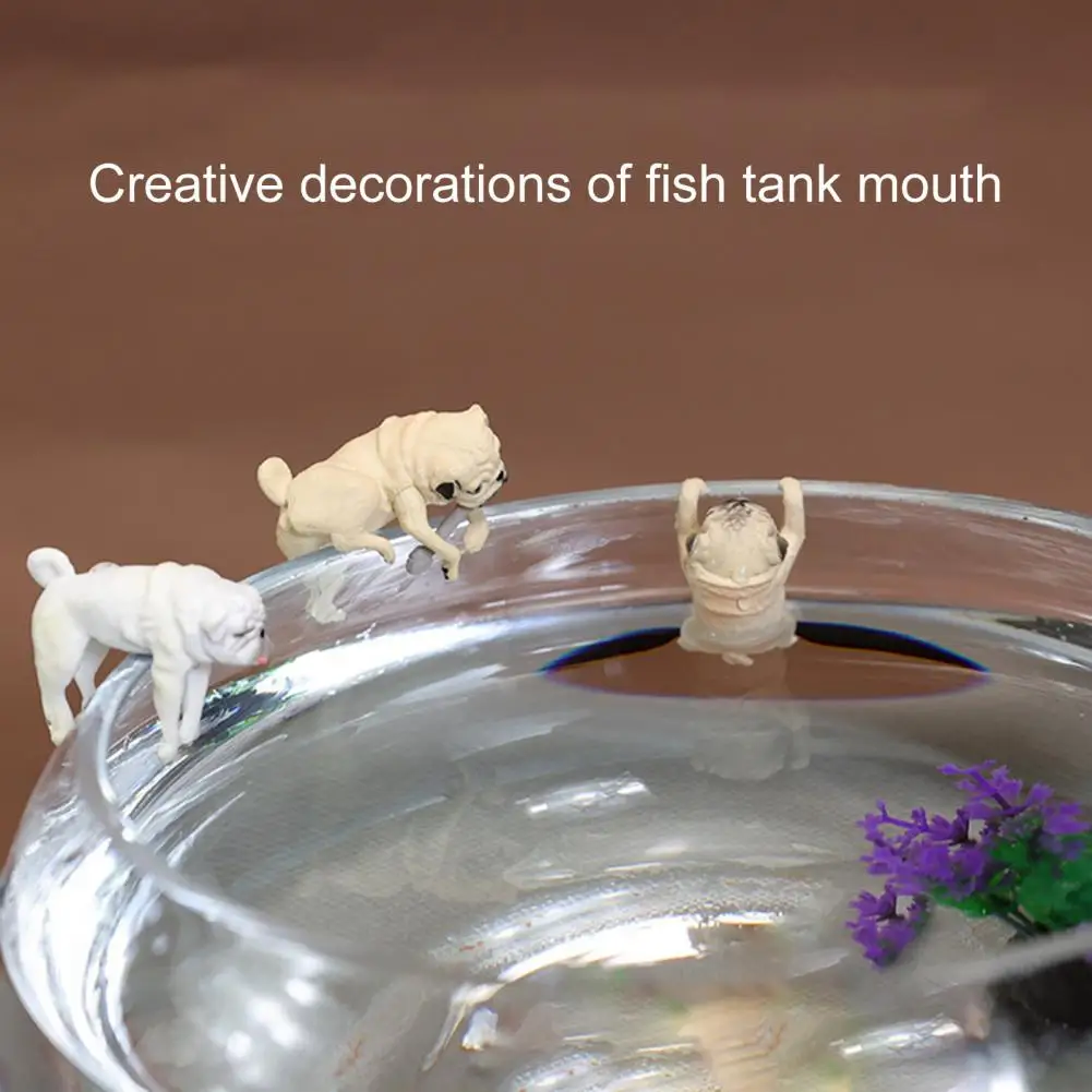 Mini Fish Tank Ornament Cute Pug Dog Aquarium Hanging Ornament Decor DIY Aquarium Landscaping Animals Home Decor Figurines