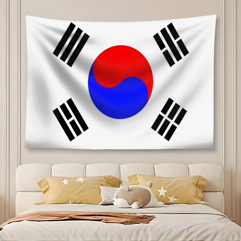 South Korea Flag Tapestry Custom Home Living Room Bedroom wall decor Wallpaper Backdrop Cloth With Clips