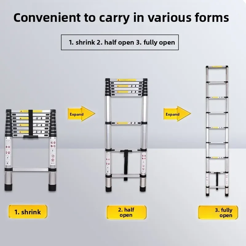 Manufacturer customizes single-sided aluminum alloy telescopic ladder aluminum alloy single-sided folding ladder household