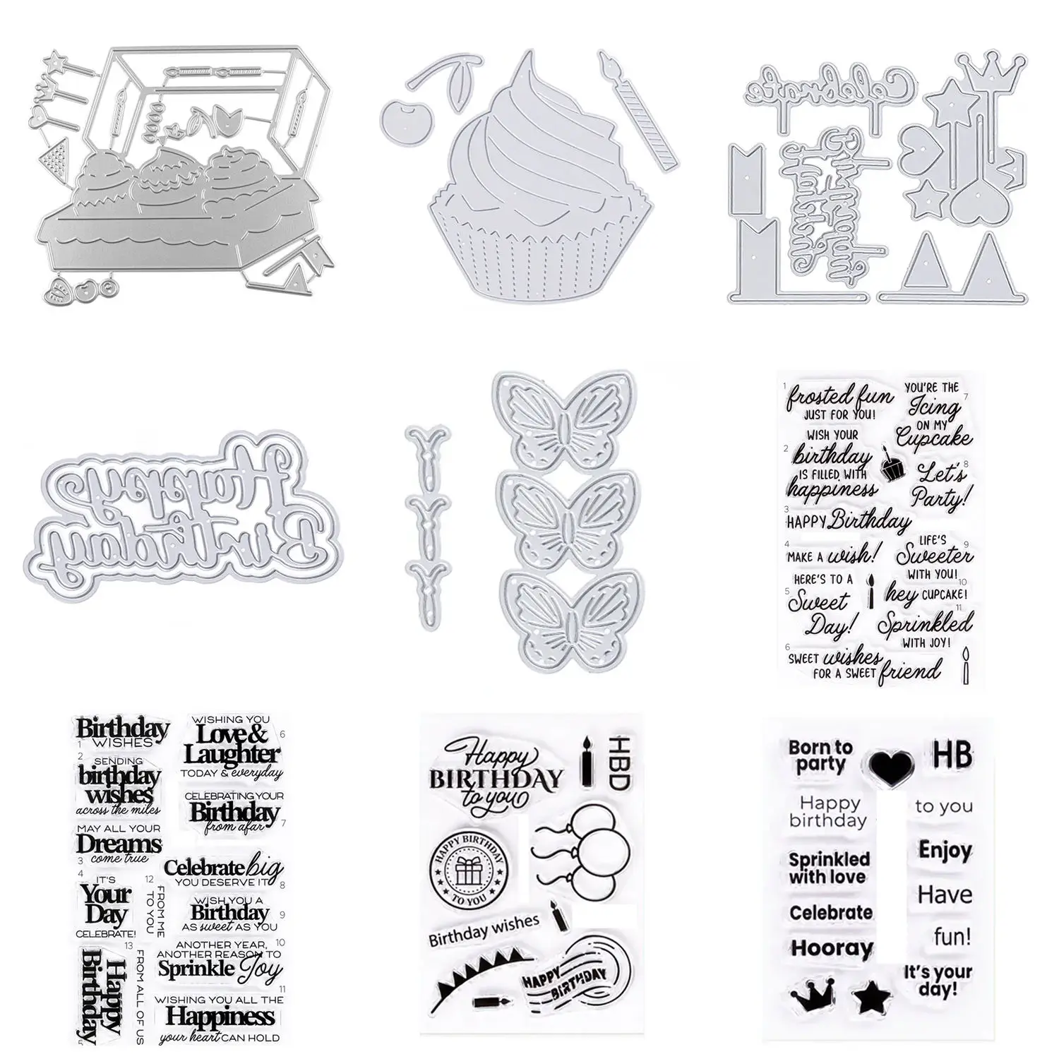 Cupcake Topper Additions Clear Stamps and Dies for Cards Albums DIY Silicone Stamps Metal Cutting Dies Crafts Scrapbooking