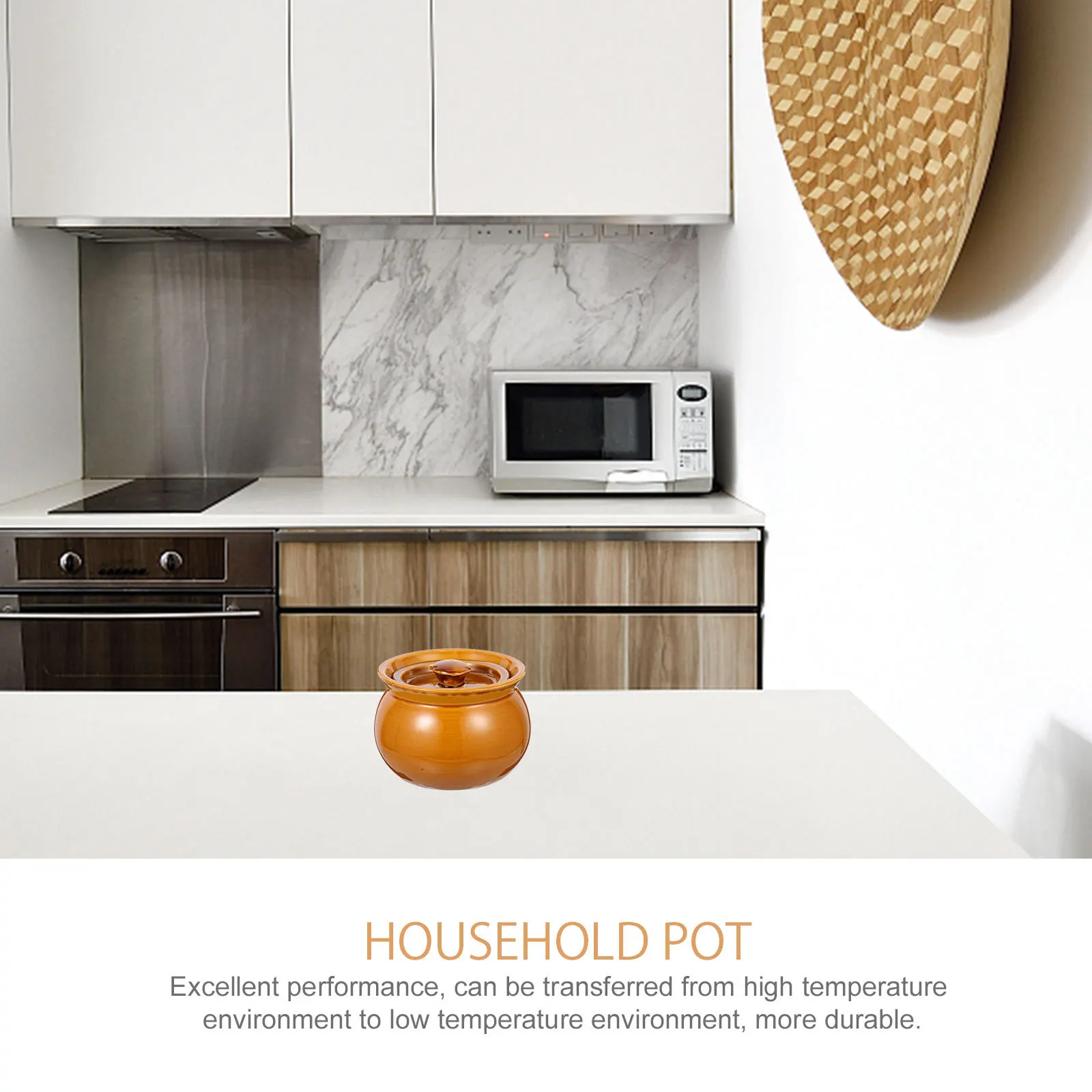 

Ceramic Soup Jar Excellent Thermal Stability Safe to Hold Design Multi-Function Stew Pot for Household Hotel Canteen