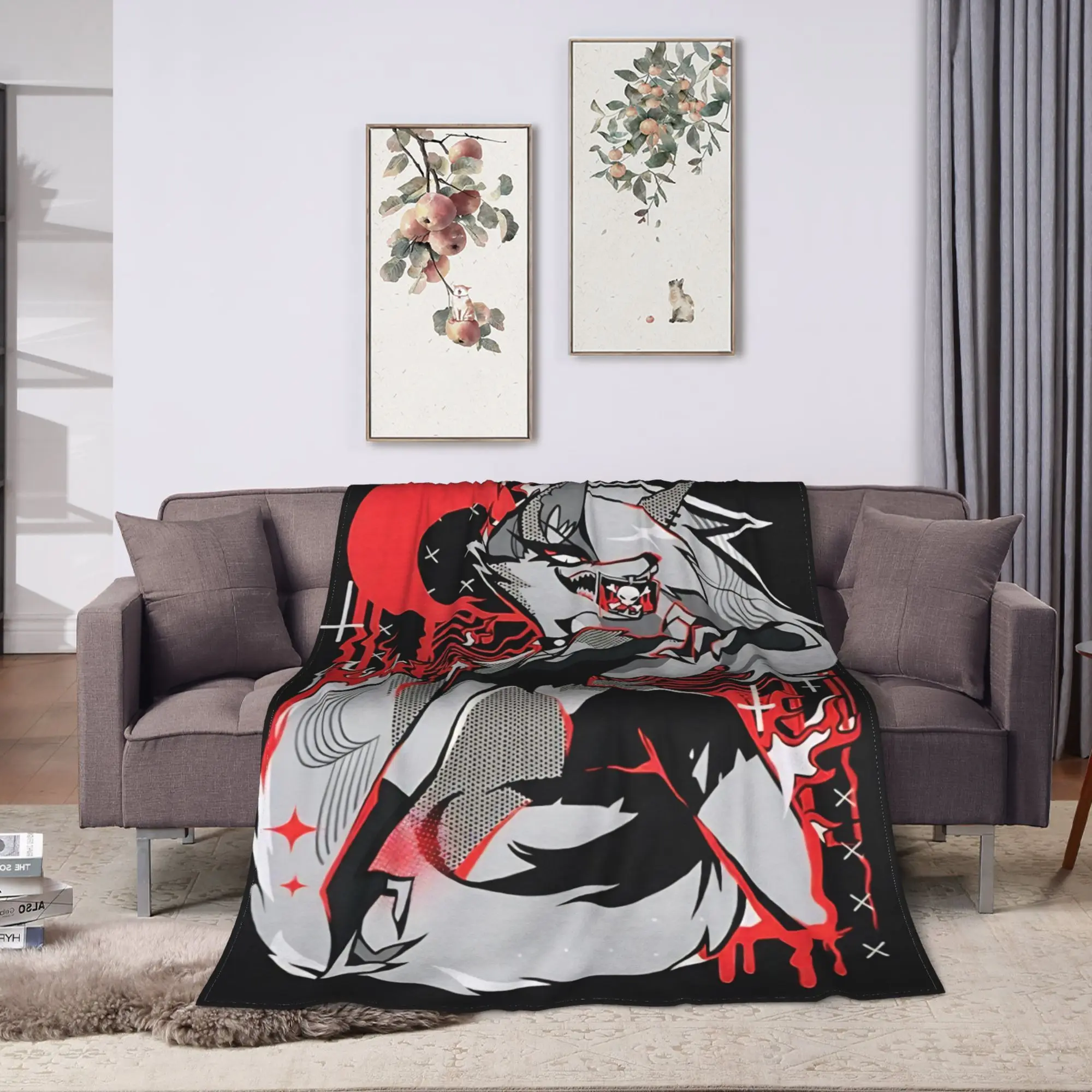 Sexy Loona Helluva Boss Anime Blanket  Warm Plush Throw Blanket For Girls Boys Home Decor Flannel Bedspread Bed Cover