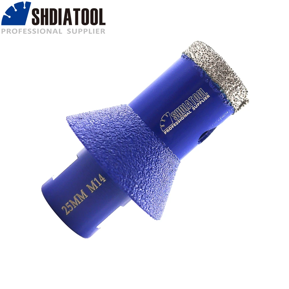 SHDIATOOL 2pcs Dia25mm M14 Diamond Drilling Tile Core Bits Milling Chamfer Ceramic Marble Granite Masonry Grinding Crown Hole
