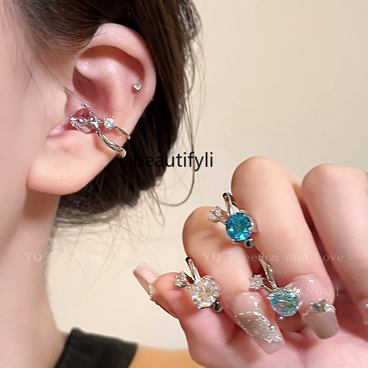 Niche Unique Design Sense Diamond Non-Pierced Ears Ear Clip Earrings Female  All-Matching Advanced Sense Ear Clip Cochlear Clip