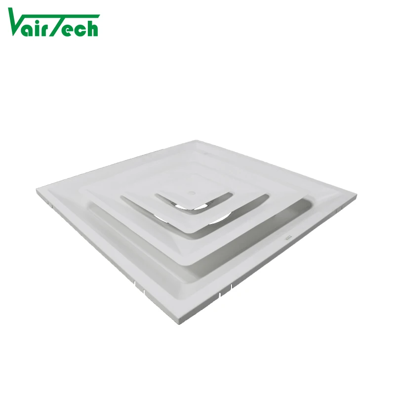 تكييف الهواء التيار المتناوب تنفيس الصلب اللوحة وضع 4-way مربع إمدادات الهواء سقف مخروطي الناشر 24x24 بوصة للإظهار