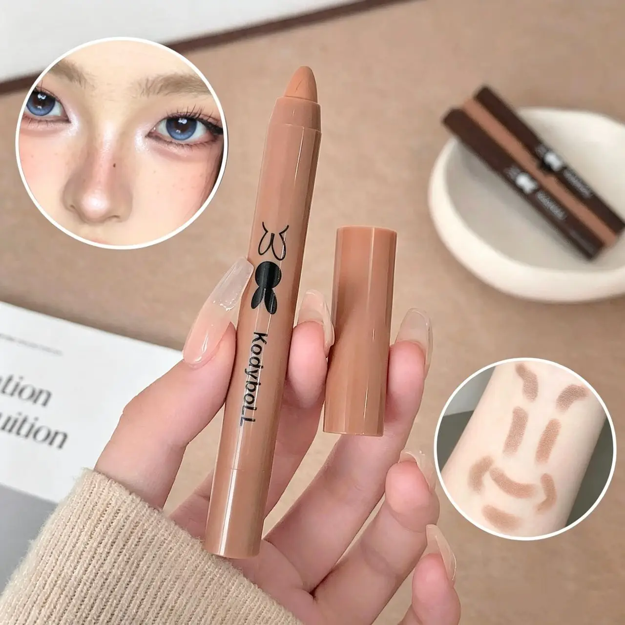 Kodyboll 3D Sculpting Contour Stick Smooth Blendable Long Lasting Shading Cream for Face Nose Stereo Makeup