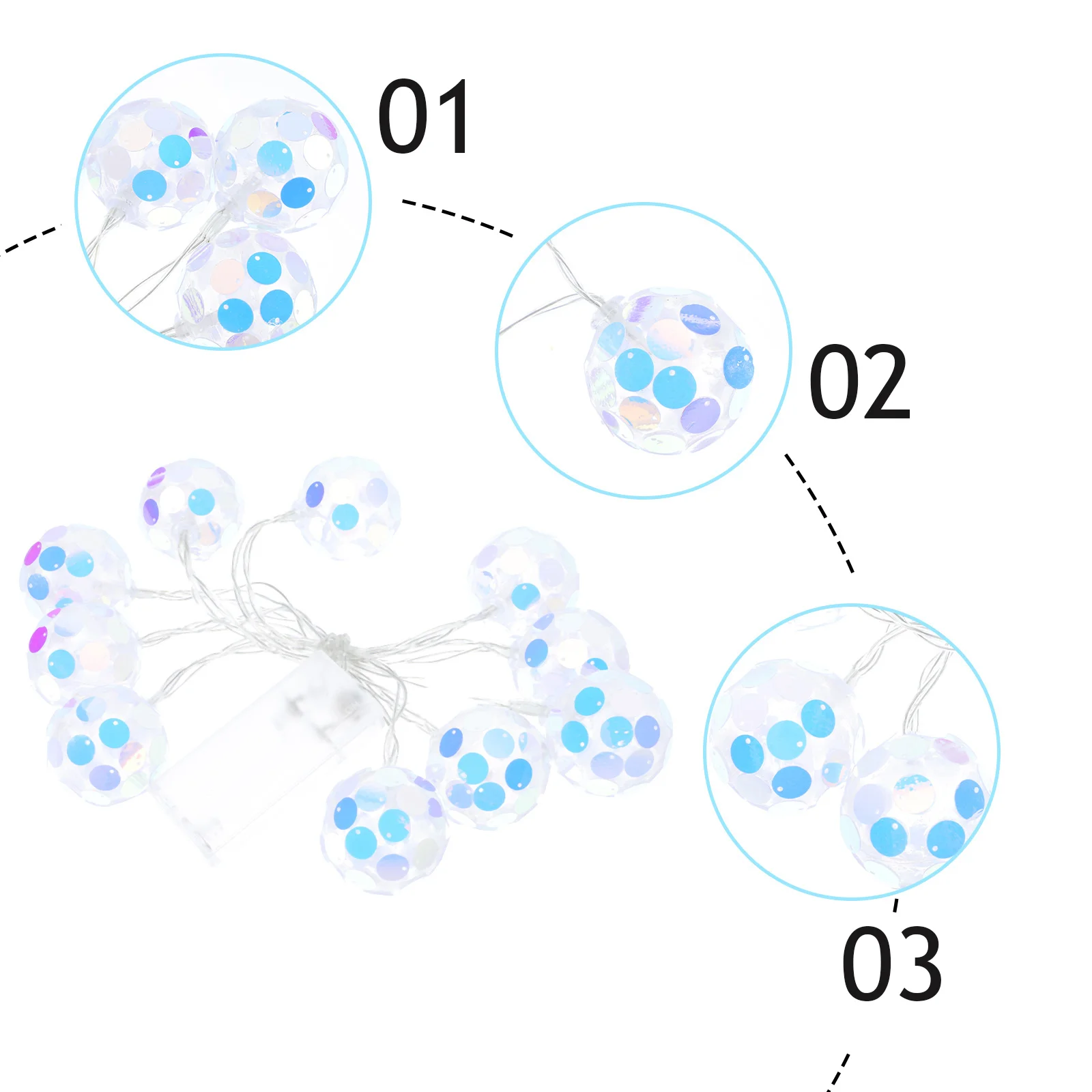 

Creative Sequins Balls LED Light String Decorative Venue Festival Atmosphere Warm Comfortable Lighting
