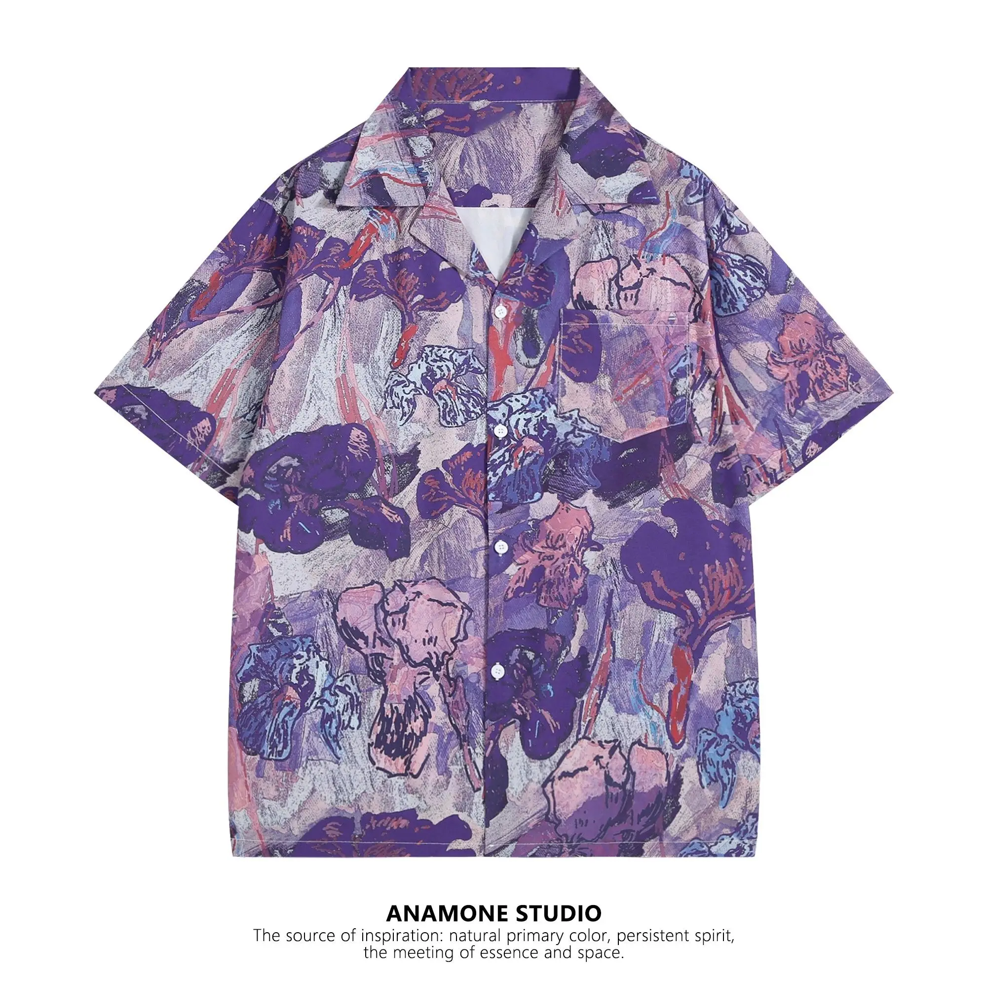Vintage Purple Oil Painting Ir - Resort Shirt Floral recension och pris