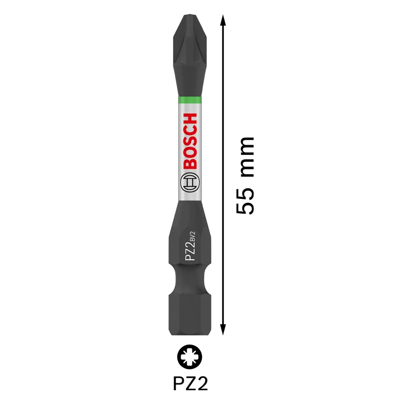 BOSCH 2608522546 PRO IMPACT Screwdriver Bit PZ2 55MM 15-piece 1/4