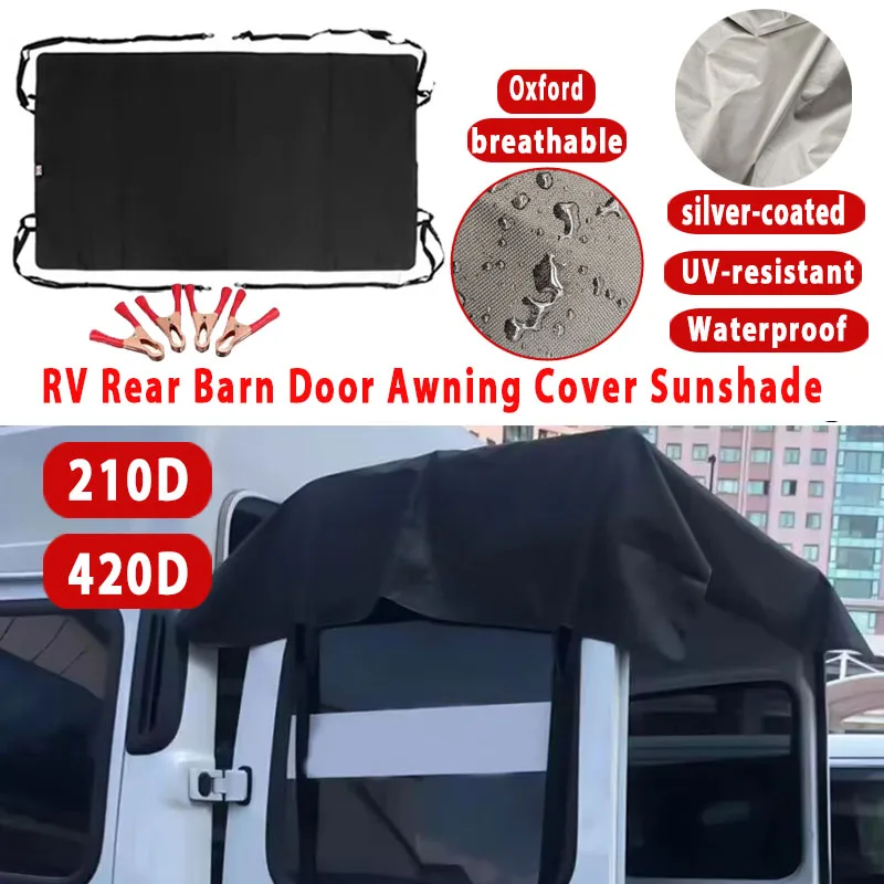 Rear Barn Door Awning Cover Waterproof 420D/210D Oxford for VW T5 T6 Ford Transit Campervan RV Camping Tailgate Sunshade