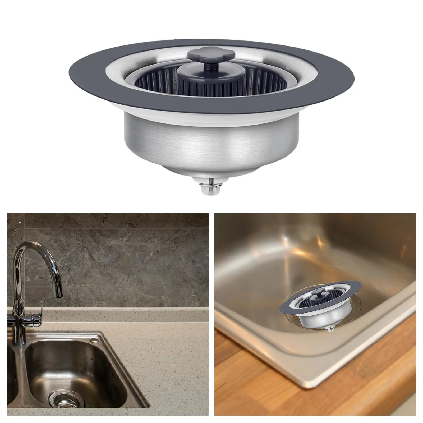 

Комплект сливного фильтра и пробки для кухонной раковины, сливная корзина, фильтр Портативная сливная крышка из нержавеющей стали Заглушка для слива раковины