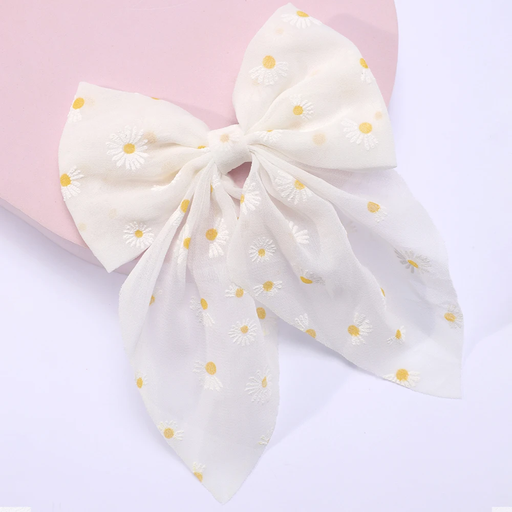 1pcs Small Daisy Hair Clips Cotton Fabric Hair Large Bows For Baby Girls Children Boutique Hairpins Kids Hair Accessories