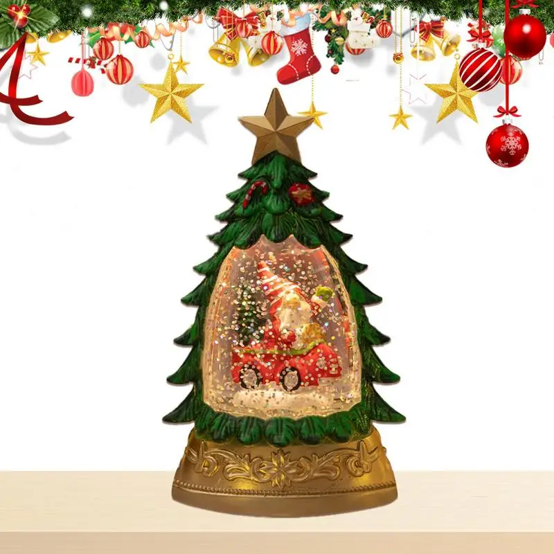 Christmas Scene Decorations Small Gifts Crafts Drifting Snow Globe Lantern Battery Operated Crystal Ball Children's Toys