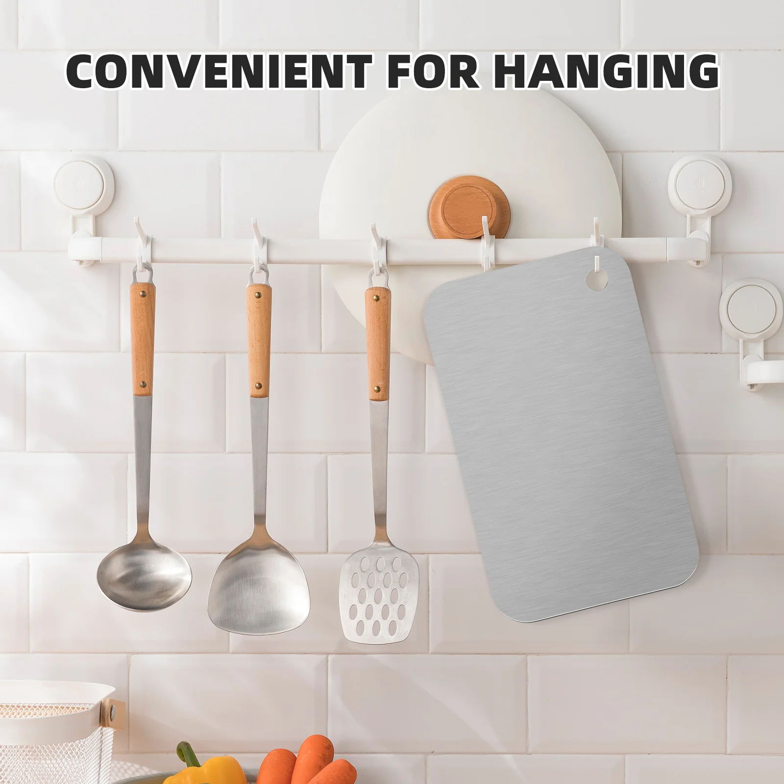 

Stainless Steel Cutting Board 15X24X0.2Cm Reversible Non-Warp Waterproof Rustproof Dishwasher Safe Chopping Block For Kitchen