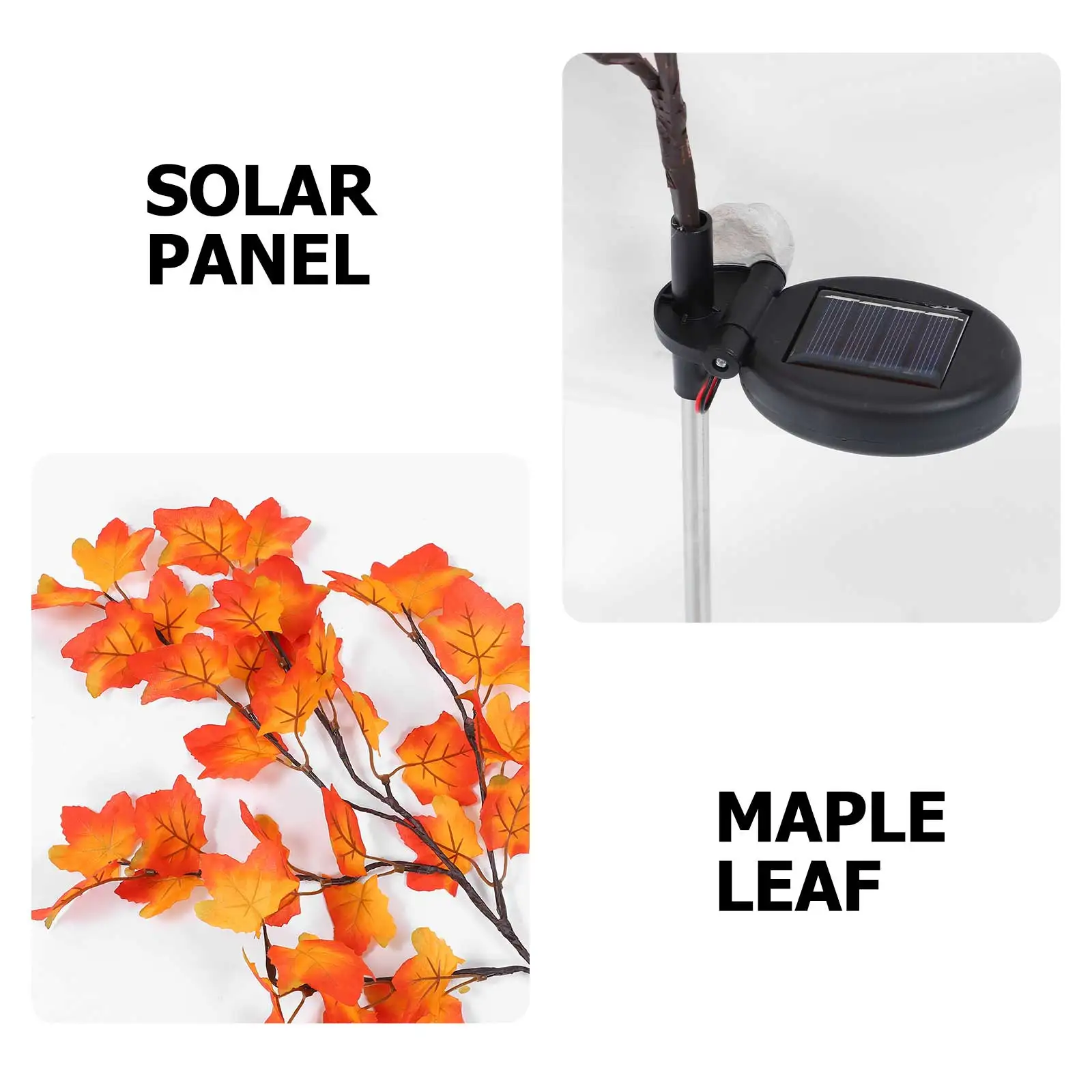 

Maple Leaf Branch Lamp Solar Powered Outdoor Decor Ground Insert Yard Lights Garden Patio Christmas nament Energy Saving