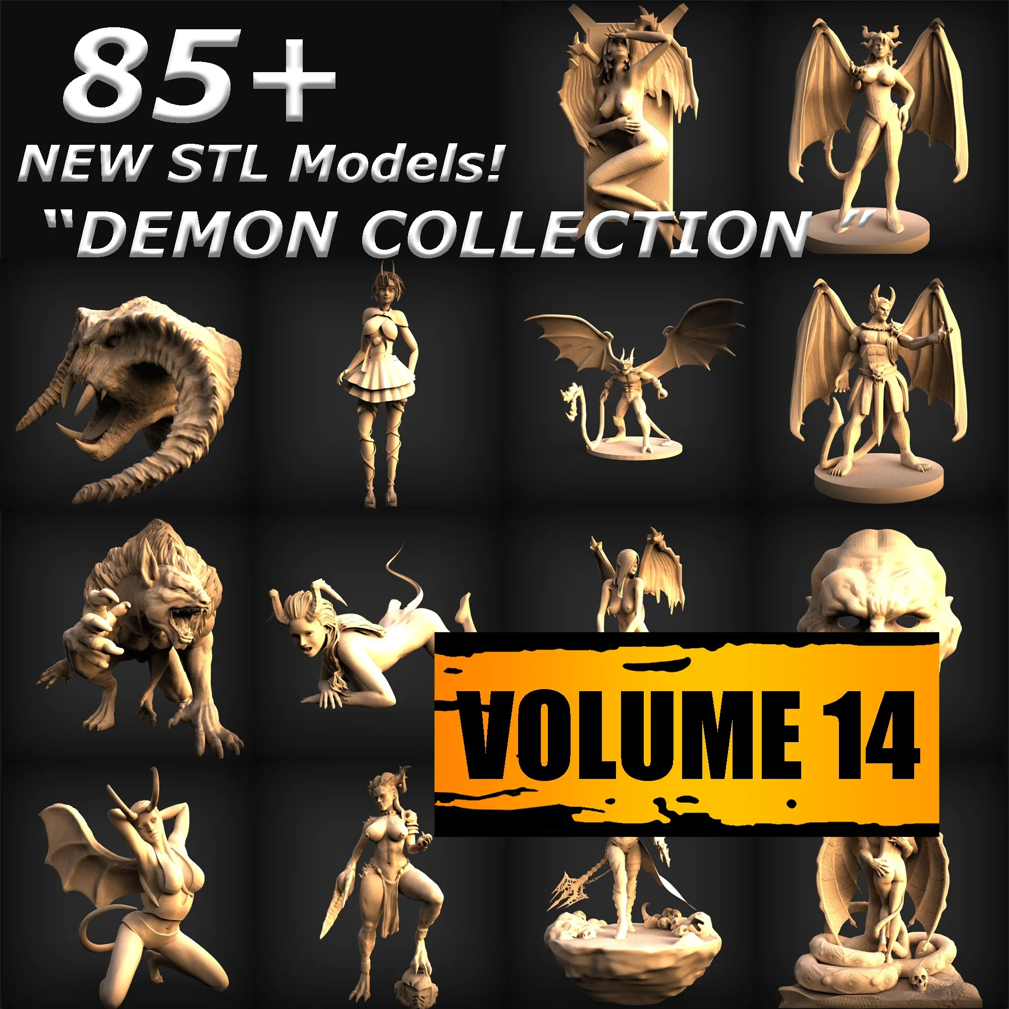 Demon STL files collection of 3D models for CNC routers