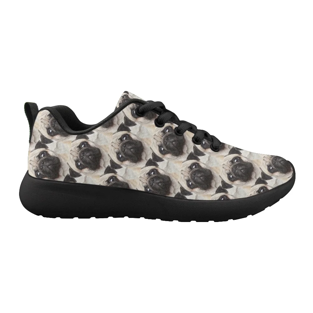 Hot Sale Mesh Men Running Shoes Bulldog Pattern Breathable Lace-Up Jogging Light Women Sneakers Outdoor Soft Shoes Plus Size 46