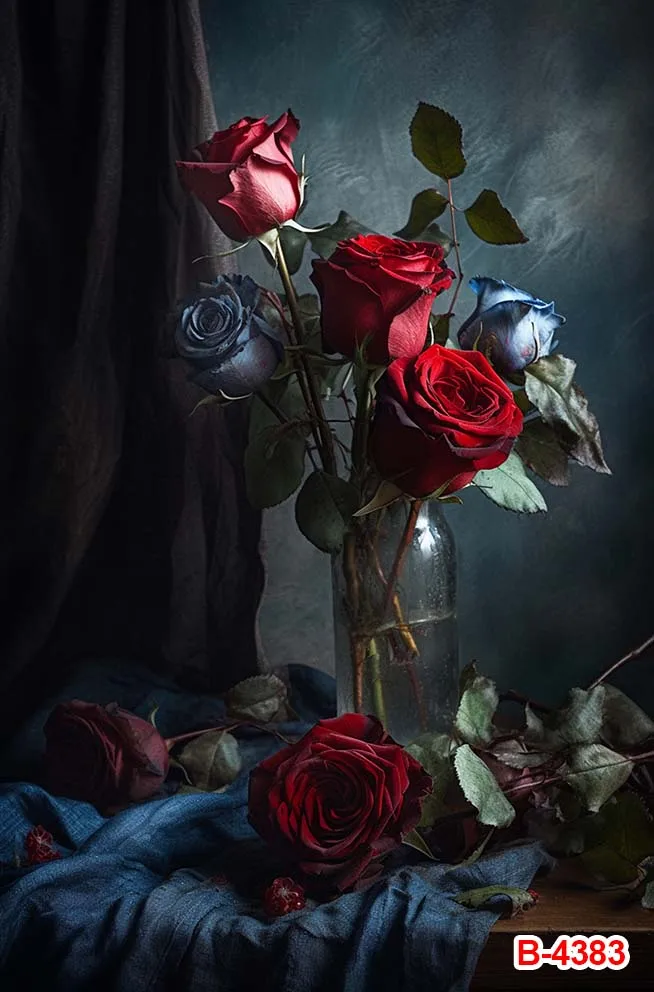 Vintage สีแดงสีดํากุหลาบดอกไม้ดอกไม้แนวตั้งฉากหลังตกแต่งภายในการถ่ายภาพงานแต่งงานคลอดบุตรภาพพื้นหลัง