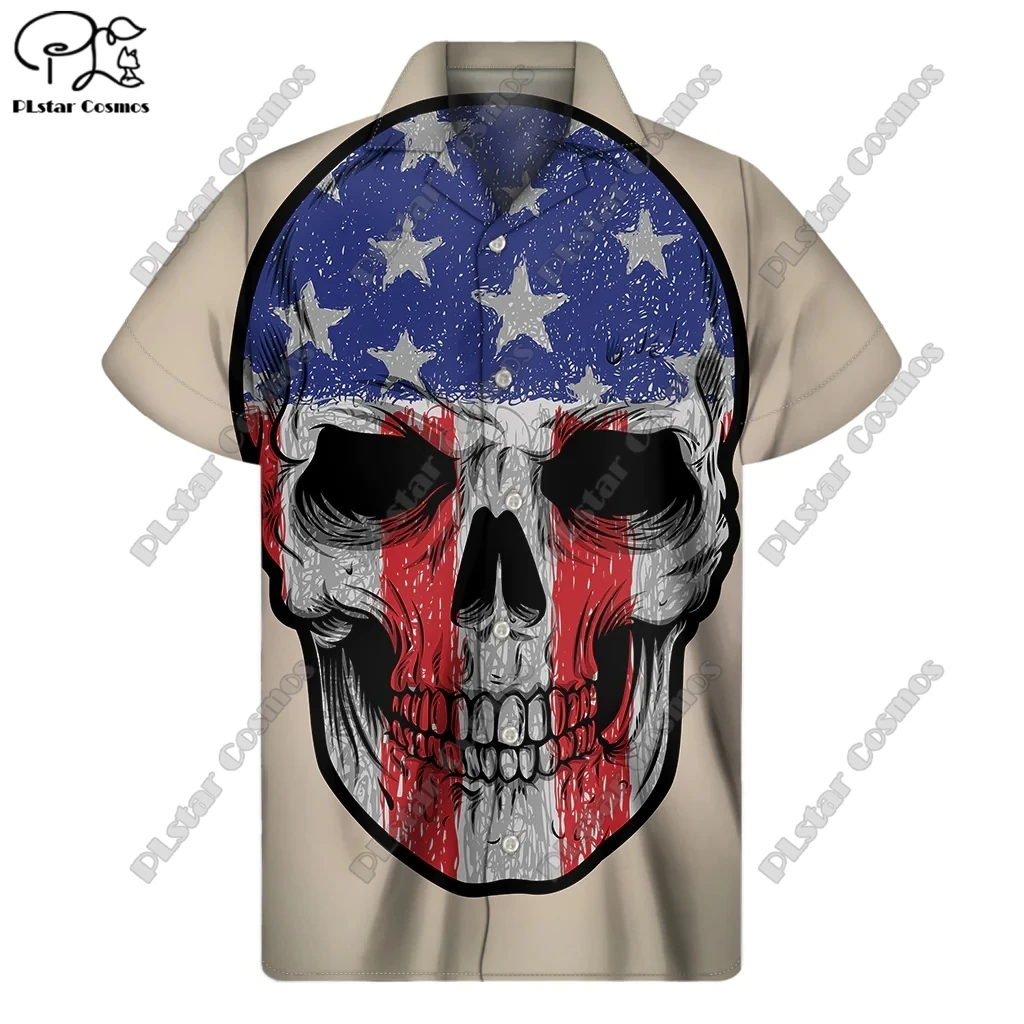 Plstar kosmos 3d druck 2023 neues sommer männer hemd kurz ärmel iges hemd horror skull street lose 5xl design hemd serie 1