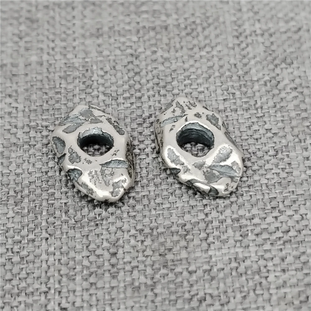 

4 Sterling Silver Irregular Stone Beads 925 Silver Geometry Bracelet Spacer