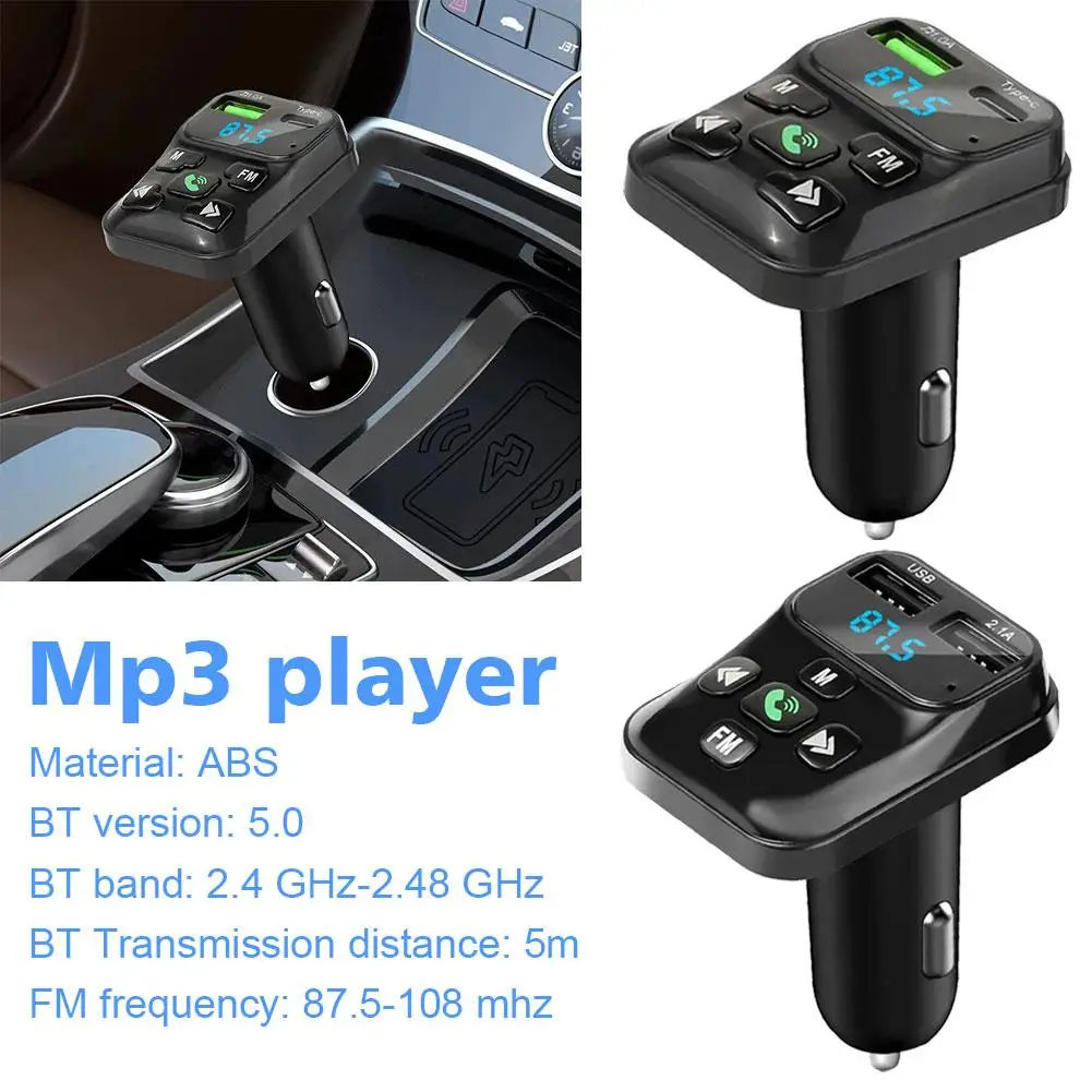 Автомобильное зарядное устройство с FM-трансмиттером, Bluetooth, двумя USB-портами и поддержкой TF-карт