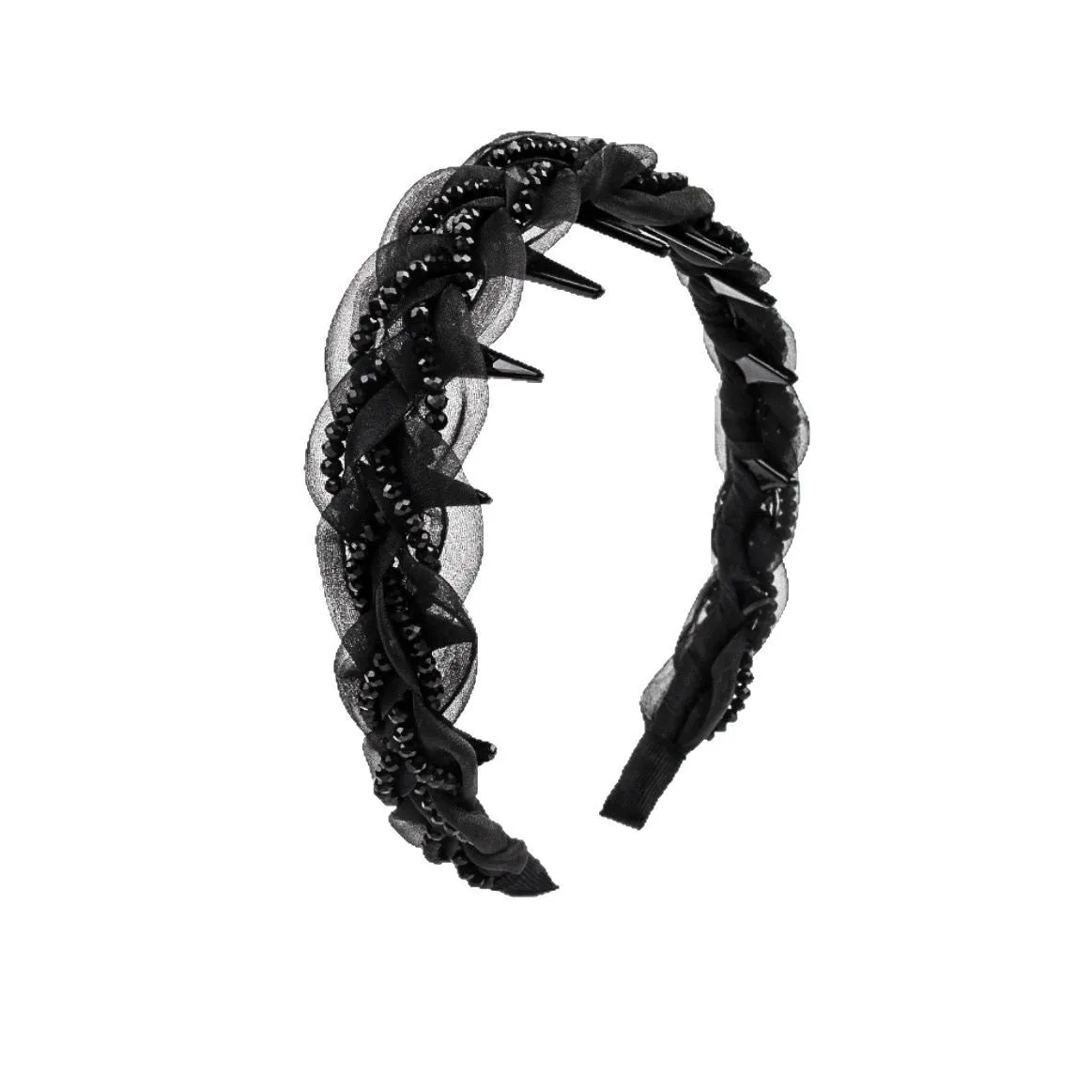 

Fahsion Rhinestone Yarn Hair Hoop With Teeth Headband for Hair Women Black Hair Bands Hair Accessories Bridal Tiara Headdress