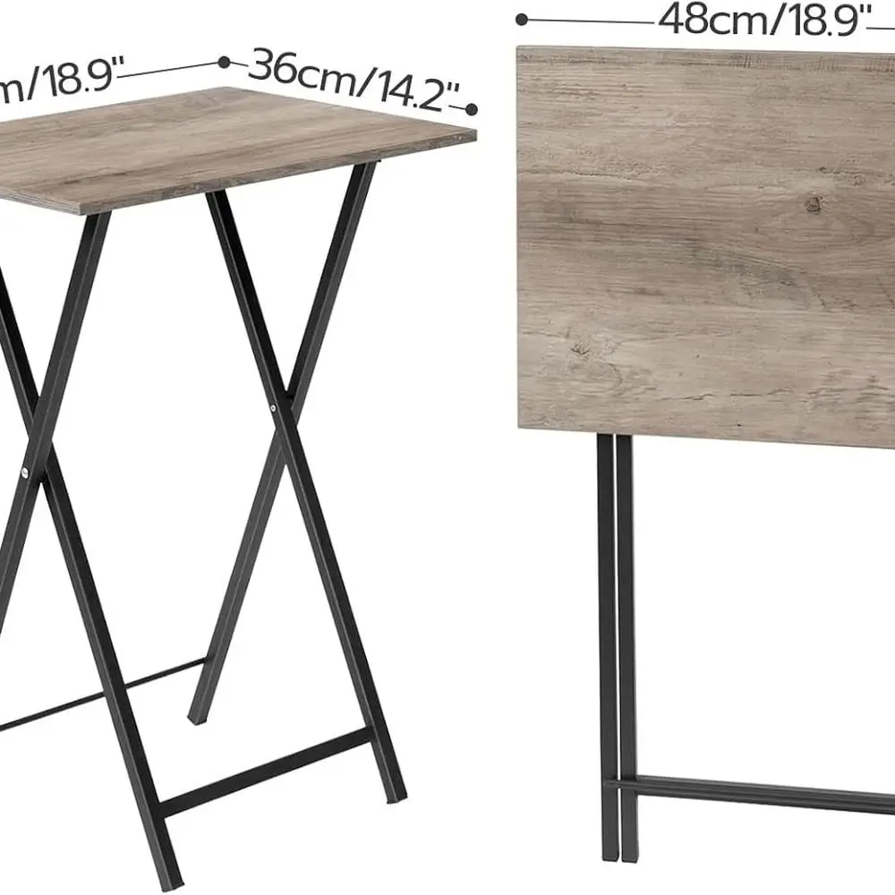 Набор из 4 складных подносов для телевизора с местом для хранения вещей, приставные столики в индустриальном стиле для еды на диване, компактные столы для закусок для небольших помещений, E