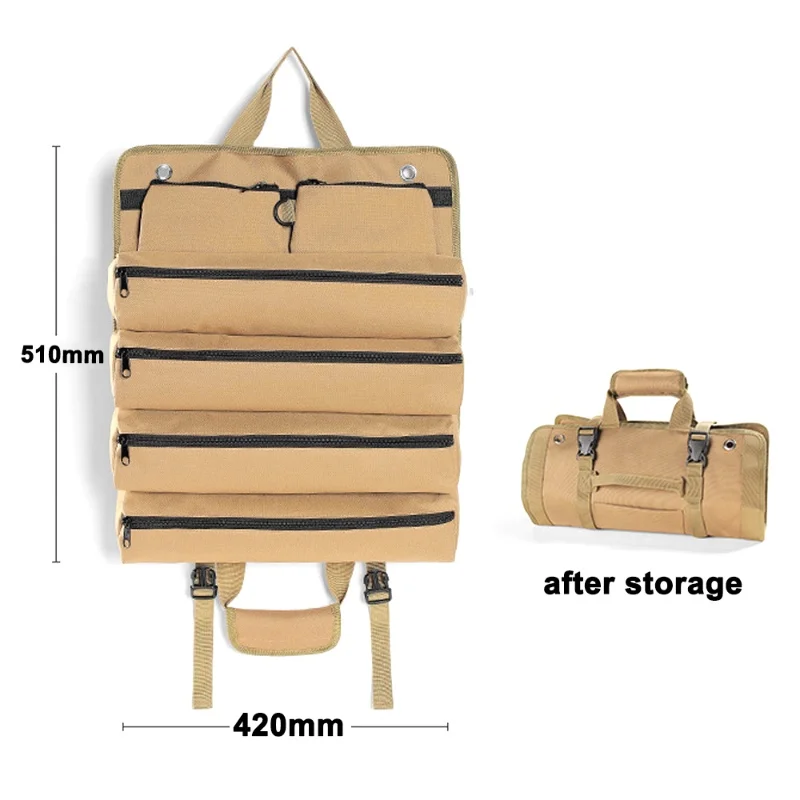 Outdoor Camping Tent Peg Ground Nail Storage Bag Tent Hammer Long Ground Nail Storage Bag Portable Oxford Cloth Tent Install