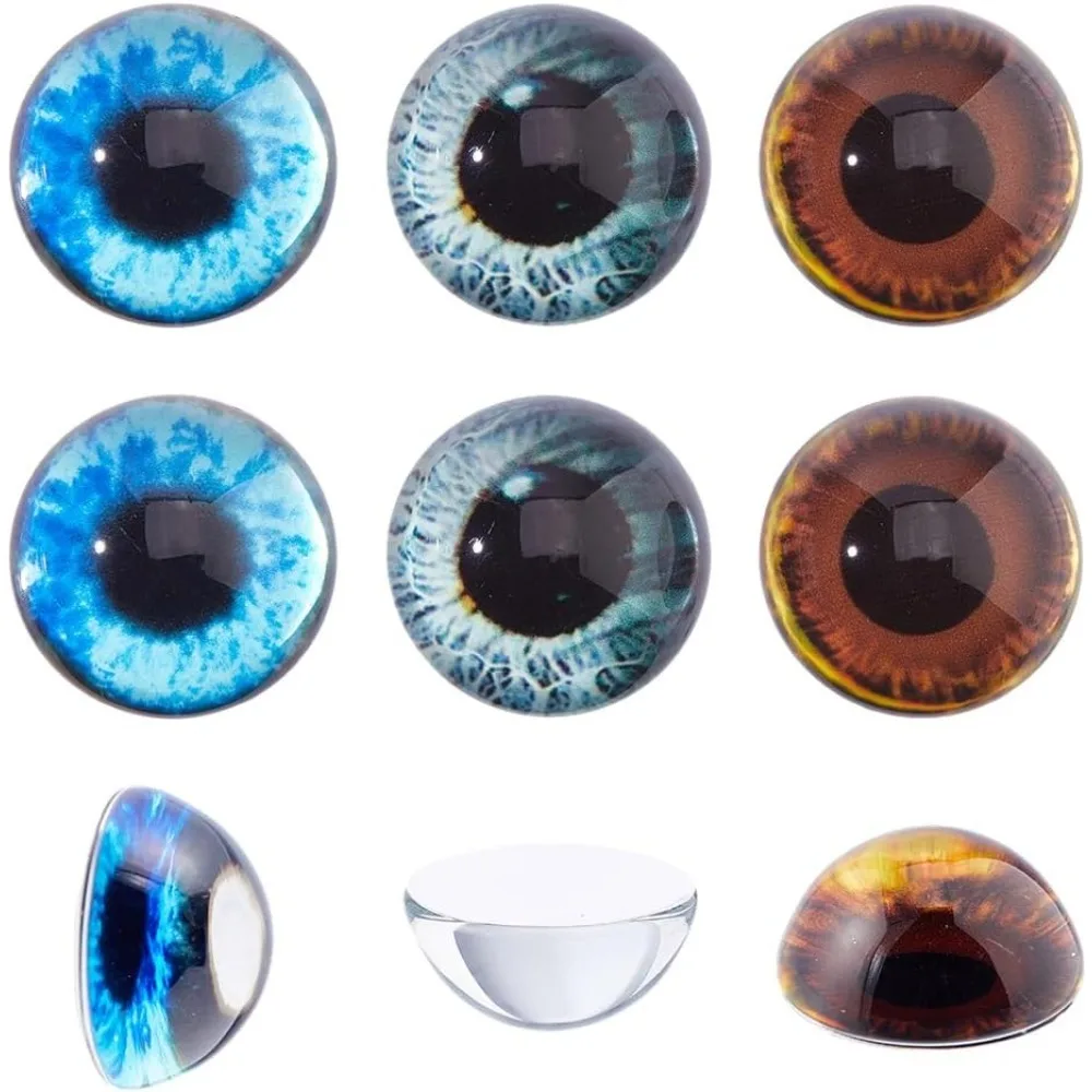 

3 пары, 3 цвета, разные глаза, 30 мм, стеклянные глаза, полукруглые глаза, кошачьи глаза, стеклянные купольные глаза, кабошоны, защитные глаза для амигуруми