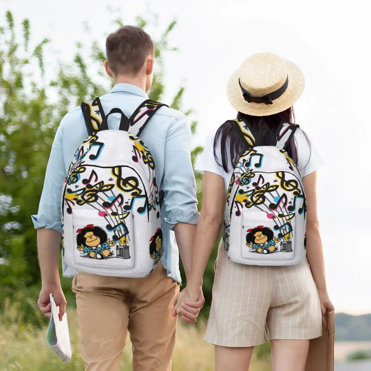 Mafalda-mochila Vintage de música para niño y niña, bolsas de libros escolares para estudiantes, mochila de día para preescolar, bolsa de jardín de infantes para exteriores