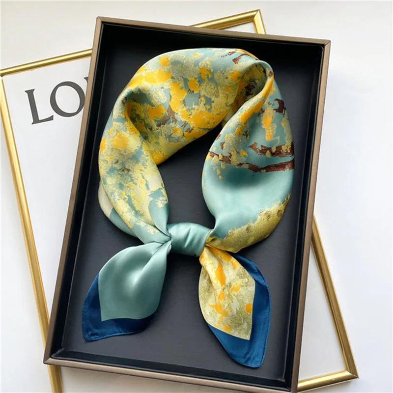 Women Silk Scarf Fashion Hair Scarf Silk Satin Neckerchief Female Hair Ties Headband Hair Ornament Female Bandana Bag Scarves