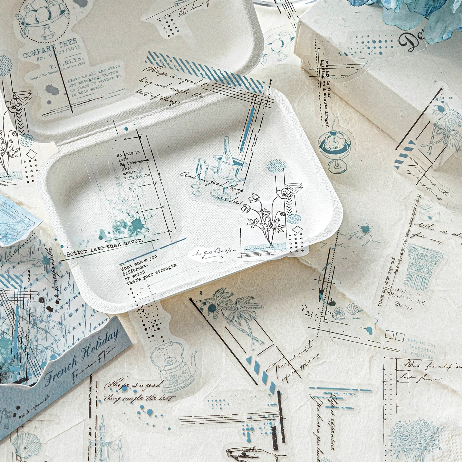 12 حزمة/وحدة سلسلة نقوش الوقت ملصق PET مزخرف لطيف وجميل #2