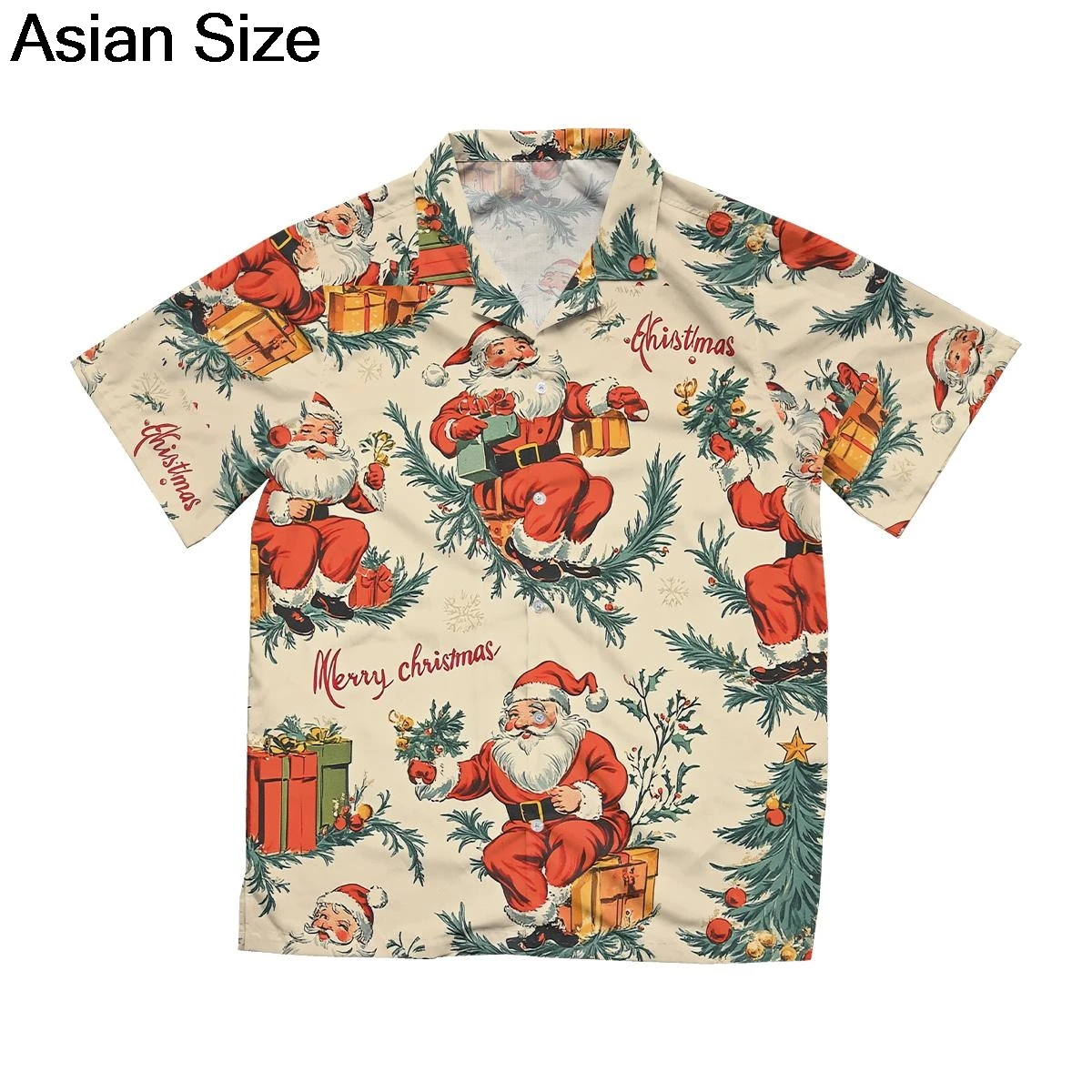 

2025 Christmas Graphic Santa Claus Men's Shirts Hawaiian Harajuku Tops Short Print Tee Lapel Fashion Holiday Cute Unisex Clothes