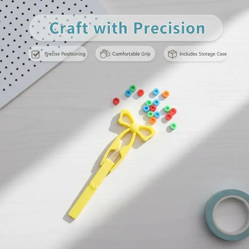 Cute Bow Beans Pen Multifunctional Double Needles Educational Perler Bead Tweezer For Handmade DIY Bead Crafts Art Creation