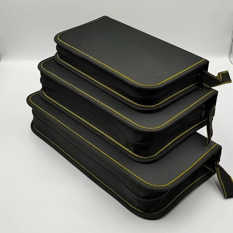 1pcs Simple Black Yellow Stitching Oxford Zipper Bag With Hand Strap Portable Protective Storage Case For Hot Glue Gun Tools
