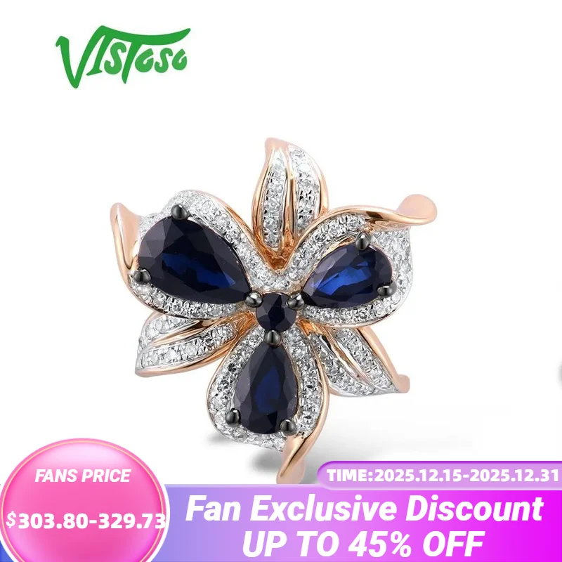 

VISTOSO Gold Pendant For Women Genuine 14K 585 Rose Yellow Gold Sparkling Diamond Blue Sapphire Emerald Ruby Fine Jewelry