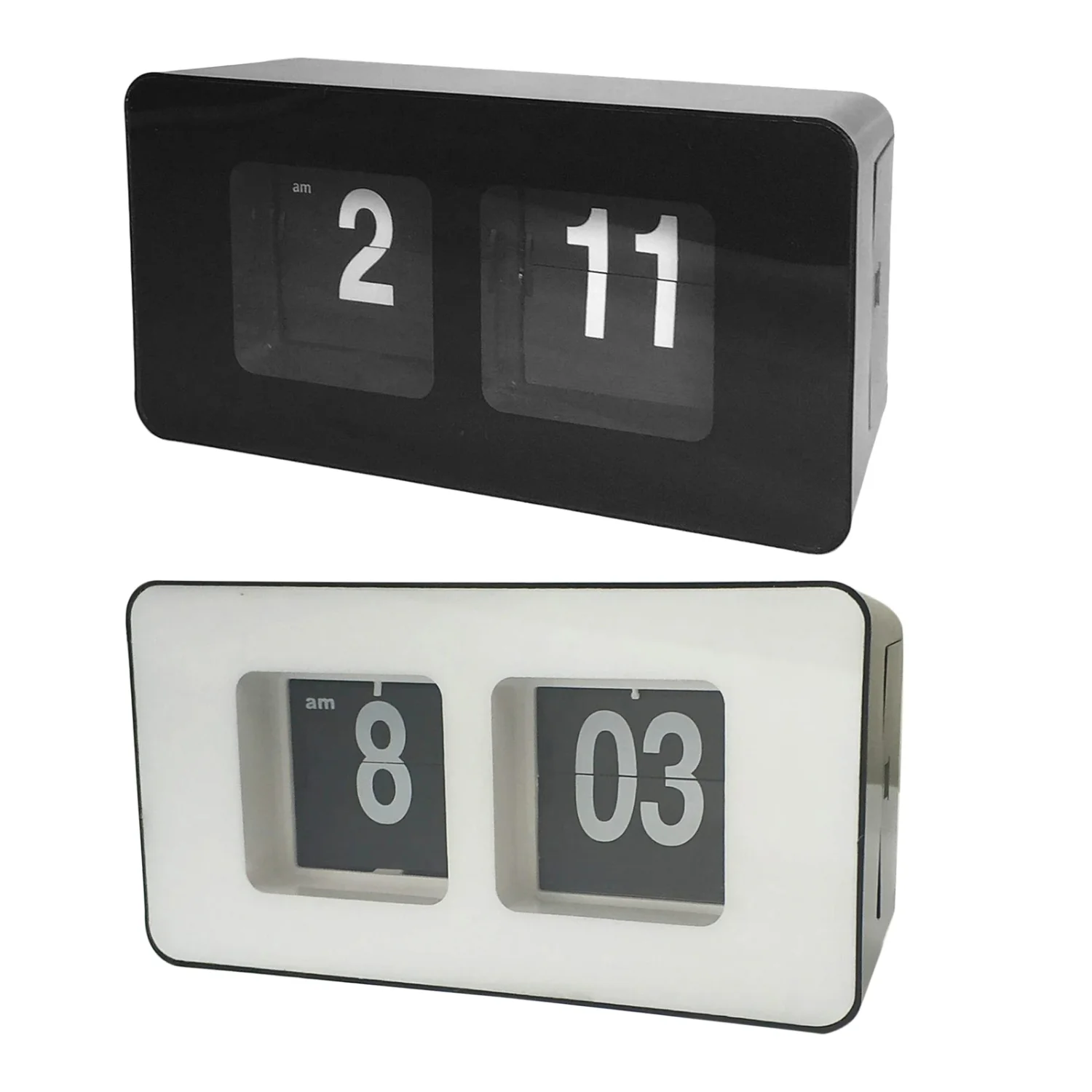 Auto Flip Clock Vintage Alarm Table Desk Tube Smart Light Clock