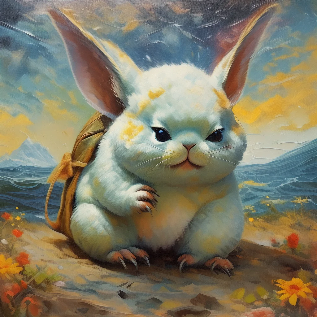 

151523 Lawn rabbit theme oil painting