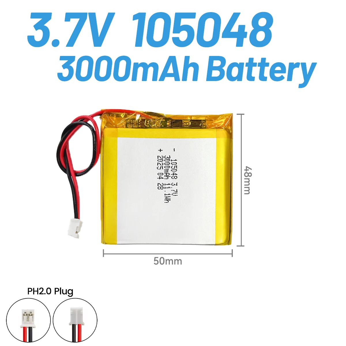 3000mAh 3.7V 105048 Rechargeable Polymer Lithium Battery Battery for Mobile Power Battery 105050 104050 104550 105555124050