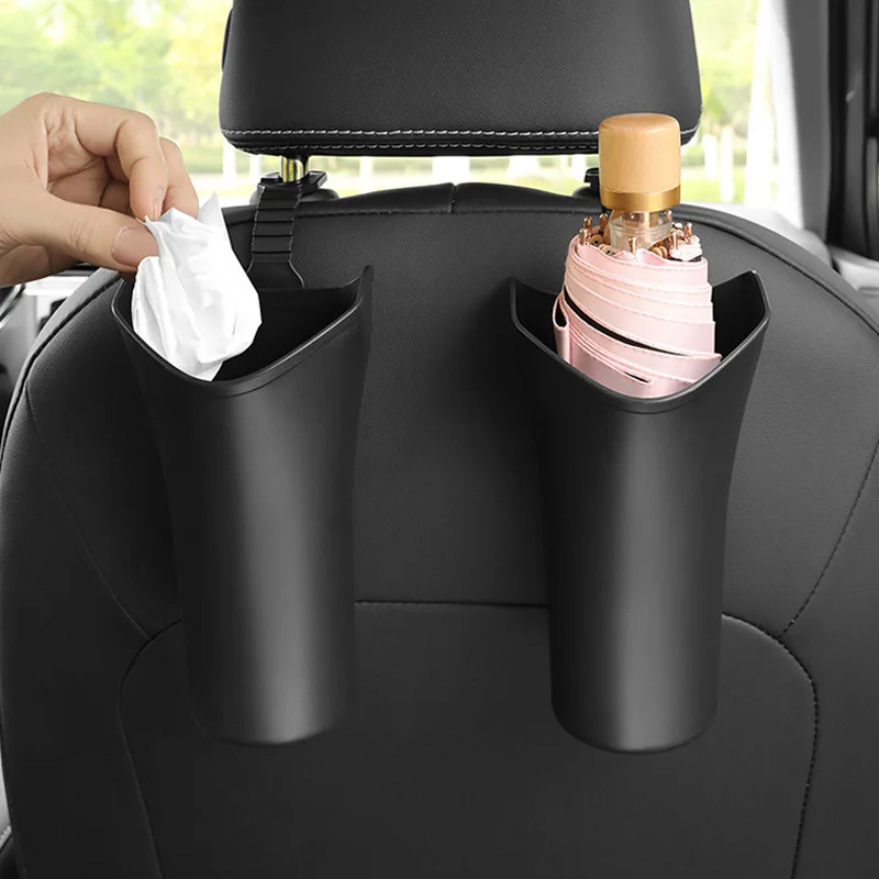 

Car Trash Bin Garbage Storage Bucket Box Plastic Hanging Round Trash Can Type Auto Car Interior Accessories