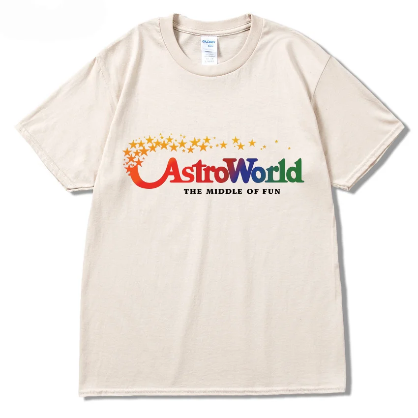 star Print Cactus Jack Astroworld Wish Men T-Shirt Hip Hop T Shirts Quality Cotton Short Sleeves Tshirt Men