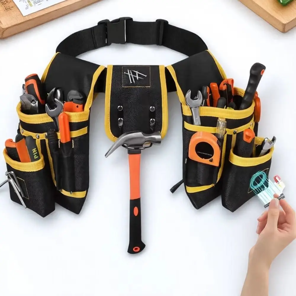 26-pocket Design Magnetic Tool Belt Detachable Nail Removable Belt Tool Belt Tool Bag Adjustable Waist Bracket