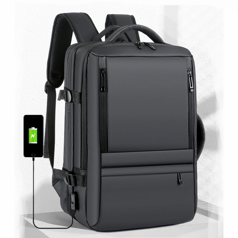 Mens Business Carry On Travel Backpack Flight Approved 40L Expandable Water Resistant 16" Laptop Backpack USB Charging Port