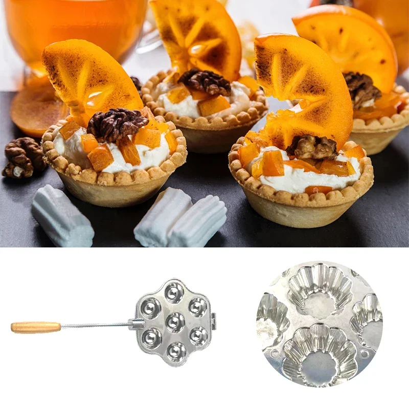 7 Holes Egg Tart Maker Machine Mold Aluminum Alloy Cake Mold Baking Forms Mold Tray for Cupcakes/Muffins/Cookies/Pies/Pudding