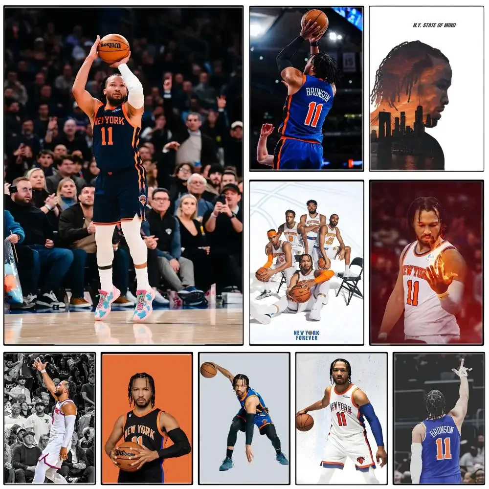 Basketball Icon Bobblehead J-Jalen B-Brunson Poster Self-adhesive Art Waterproof Paper Sticker Coffee House Bar Room Wall Decor